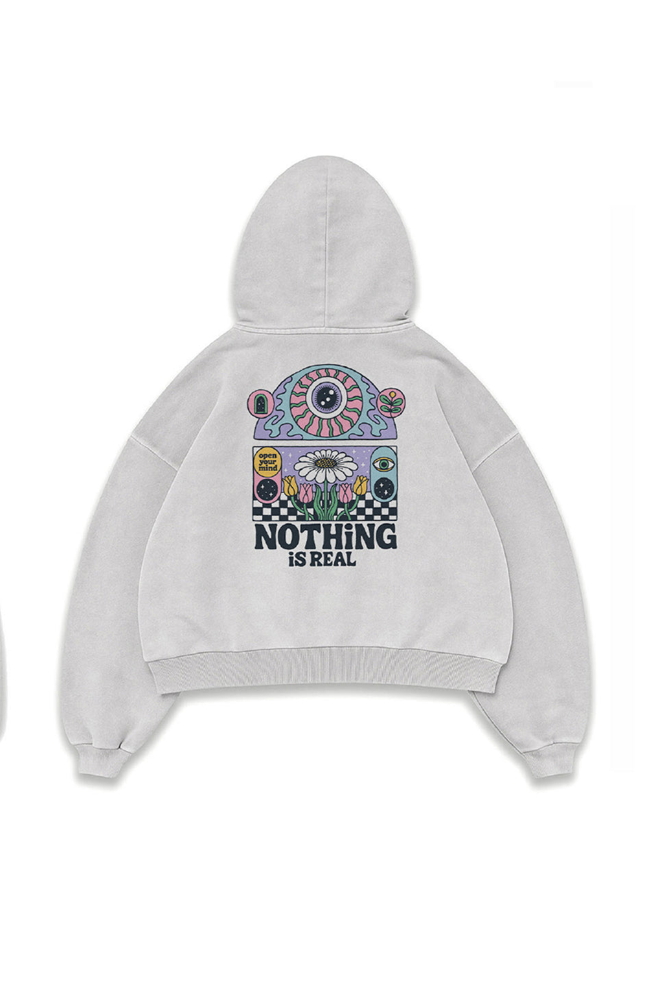 HOODIE CROPPED NOTHING IS REAL WASHED NIMBUS
