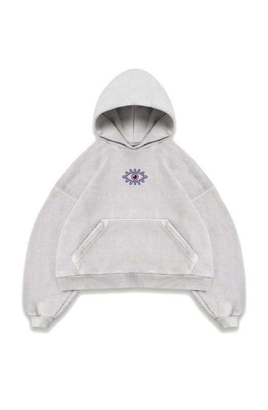 HOODIE CROPPED NOTHING IS REAL WASHED NIMBUS