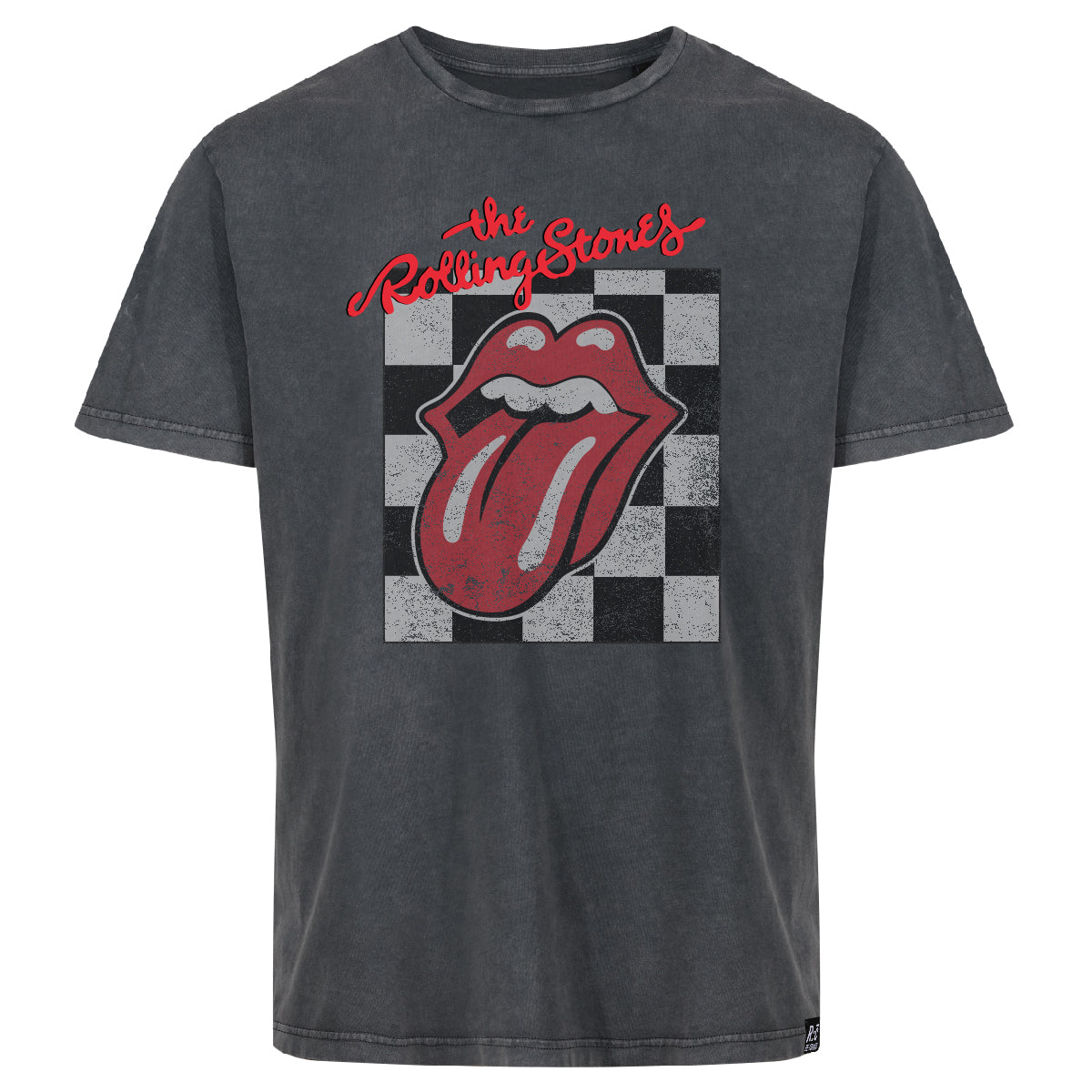 The Rolling Stones Checkered Tongue Washed Black Relaxed