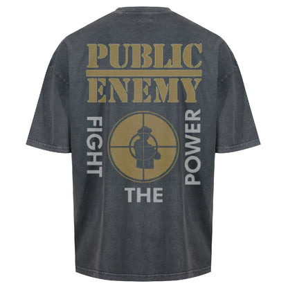 Public Enemy Fight The Power Washed Black Oversized